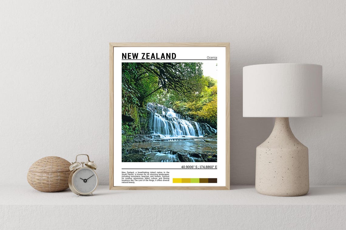 New Zealand Poster New Zealand Wall Art New Zealand Poster Print New Zealand Artwork - Image 2