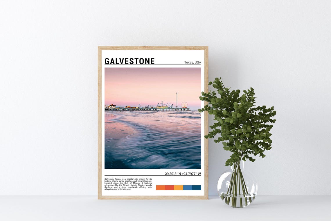Galveston Texas Pleasure Pier Sunset Beach Boardwalk Photo Poster - Image 4