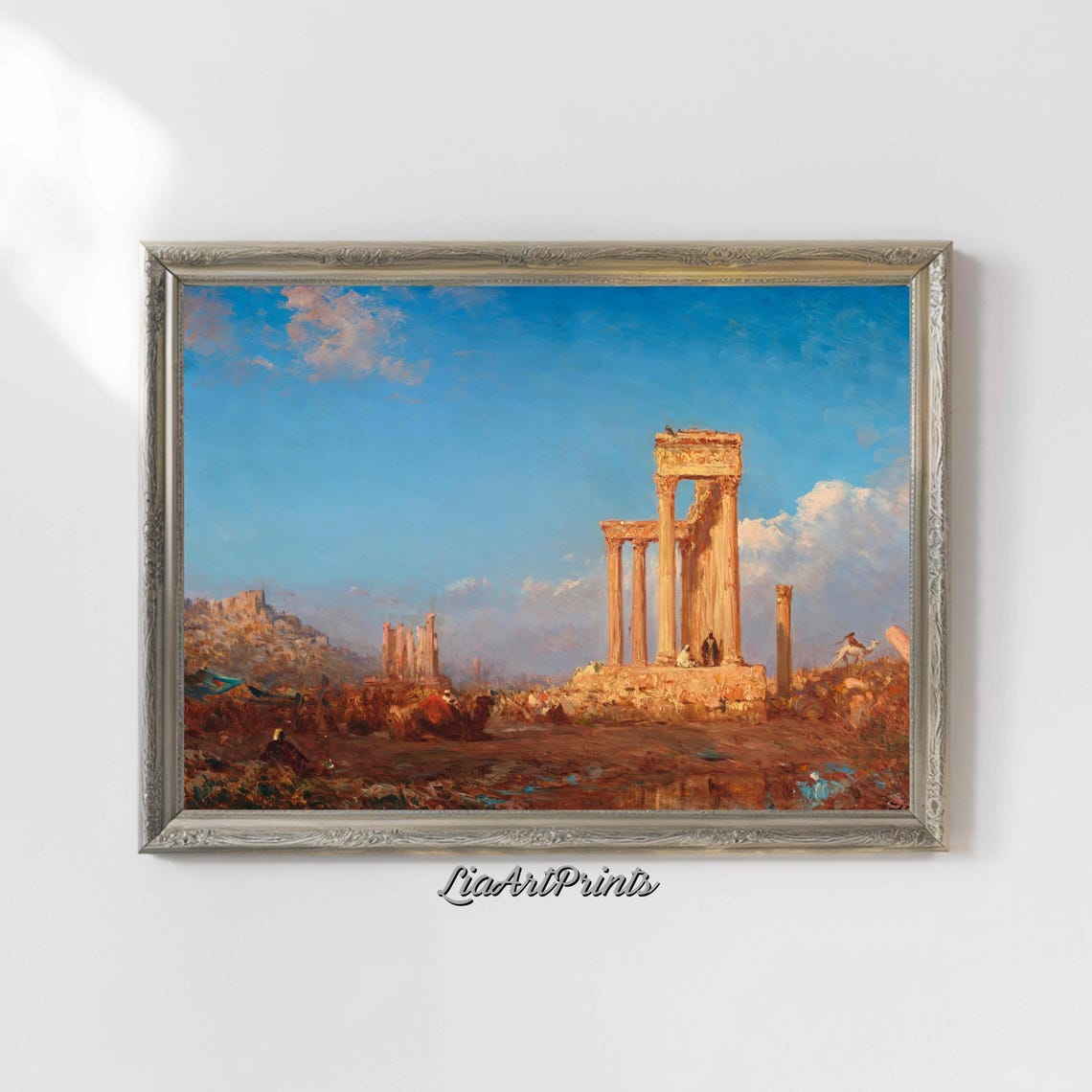 Ancient Ruins Under A Blue Sky Classic Roman Architecture Painting Historical Landscape Wall Art - Image 5
