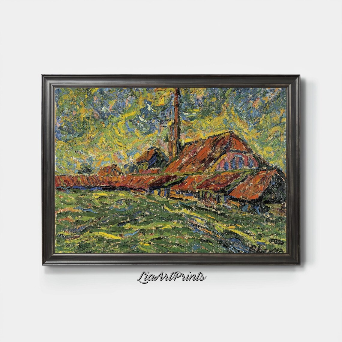 Vivid Abstract Landscape, Expressionist Countryside Scene - Image 4
