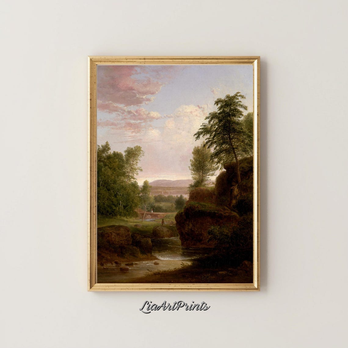 Peaceful Countryside Stream Wall Art Vintage Pastoral Landscape Print Rustic Nature Decor - Image 5