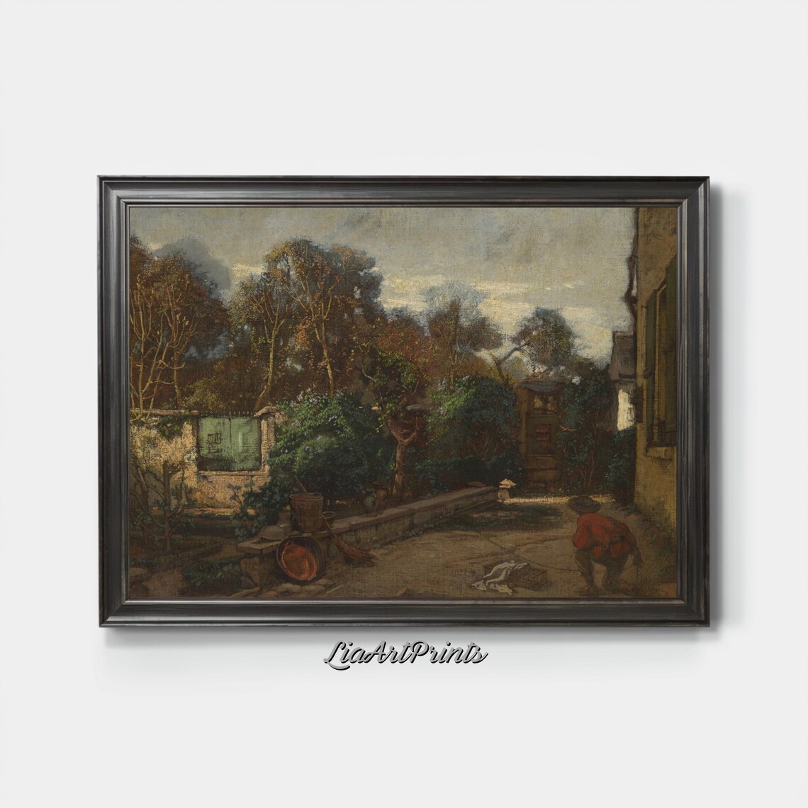 Walled Garden Courtyard Gardener Antique Rustic Outdoor Scene Poster - Image 3