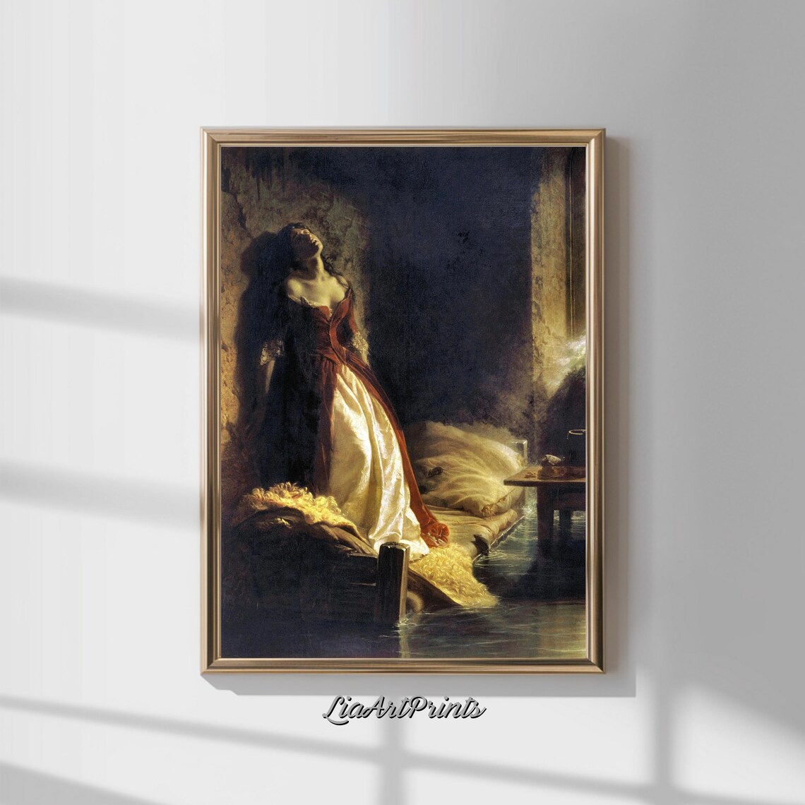 Dramatic Portrait of a Woman in a Dark Prison Cell Vintage Emotional Print