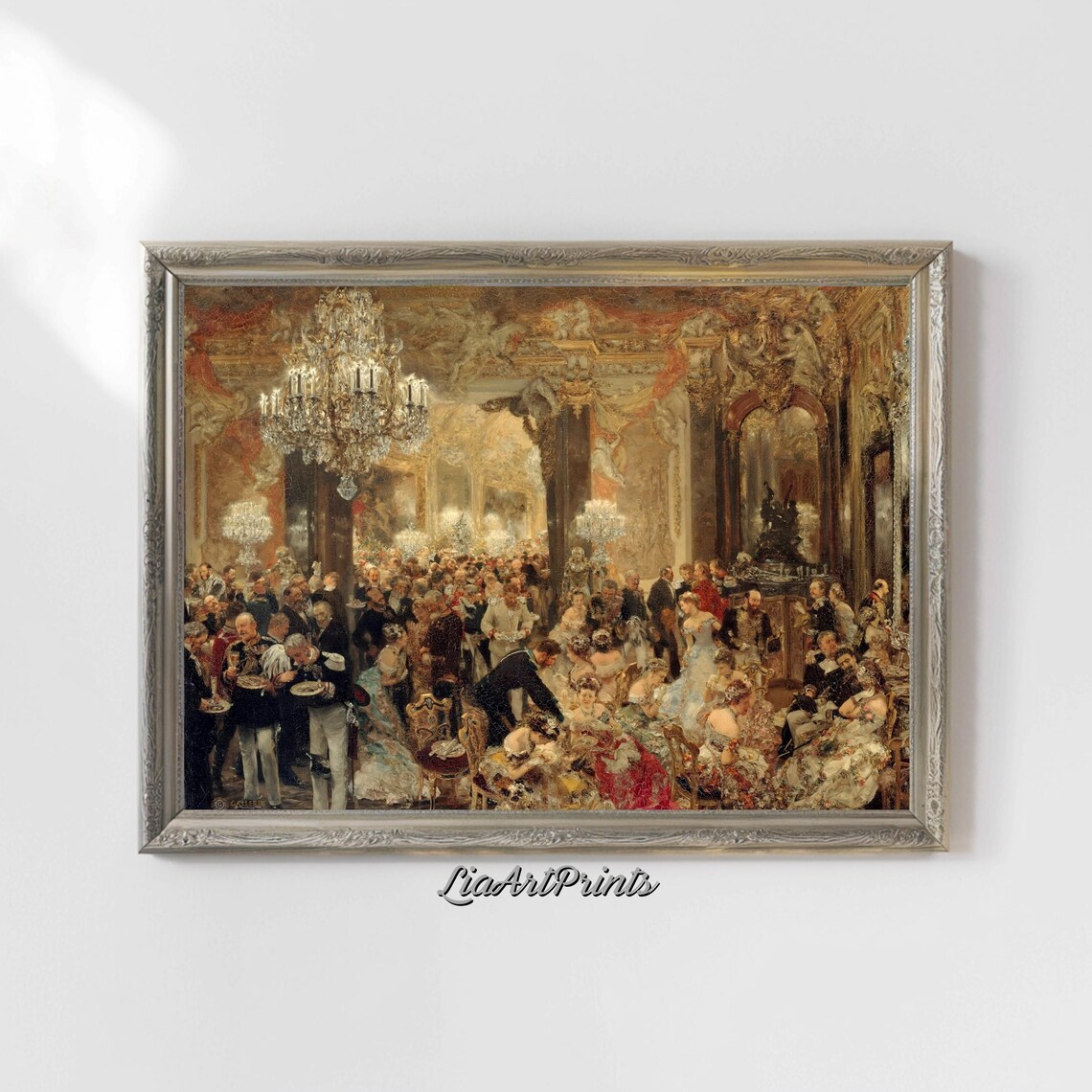 Elegant Vintage Ballroom Scene Grand Chandelier Dance Party Poster - Image 5