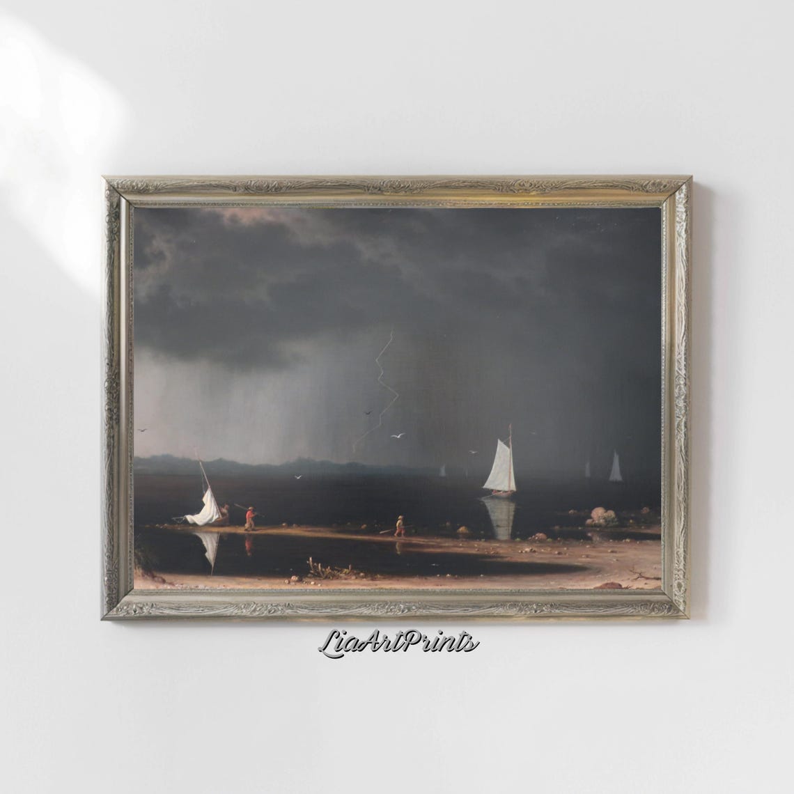 Martin Johnson Heade Approaching Thunderstorm Sailboats Coastal Poster - Image 4