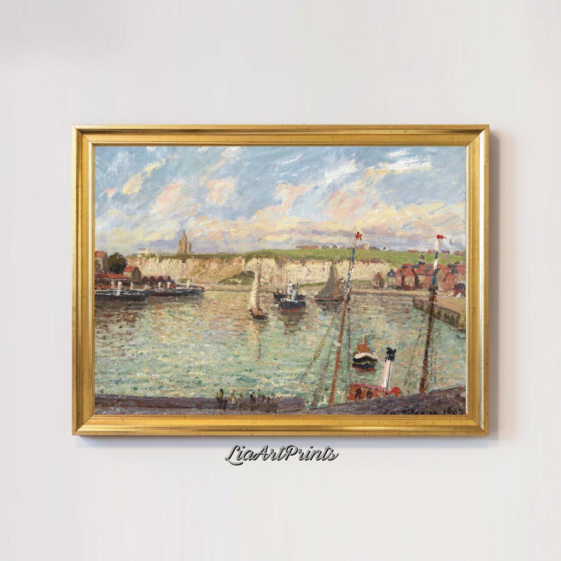 Impressionist Harbor Scene, Vintage Coastal Art - Image 3