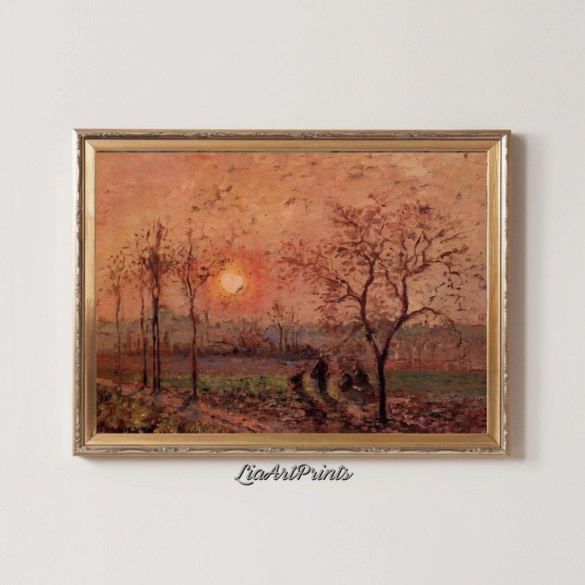 Golden Sunset Landscape, Impressionist Autumn Scene - Image 2