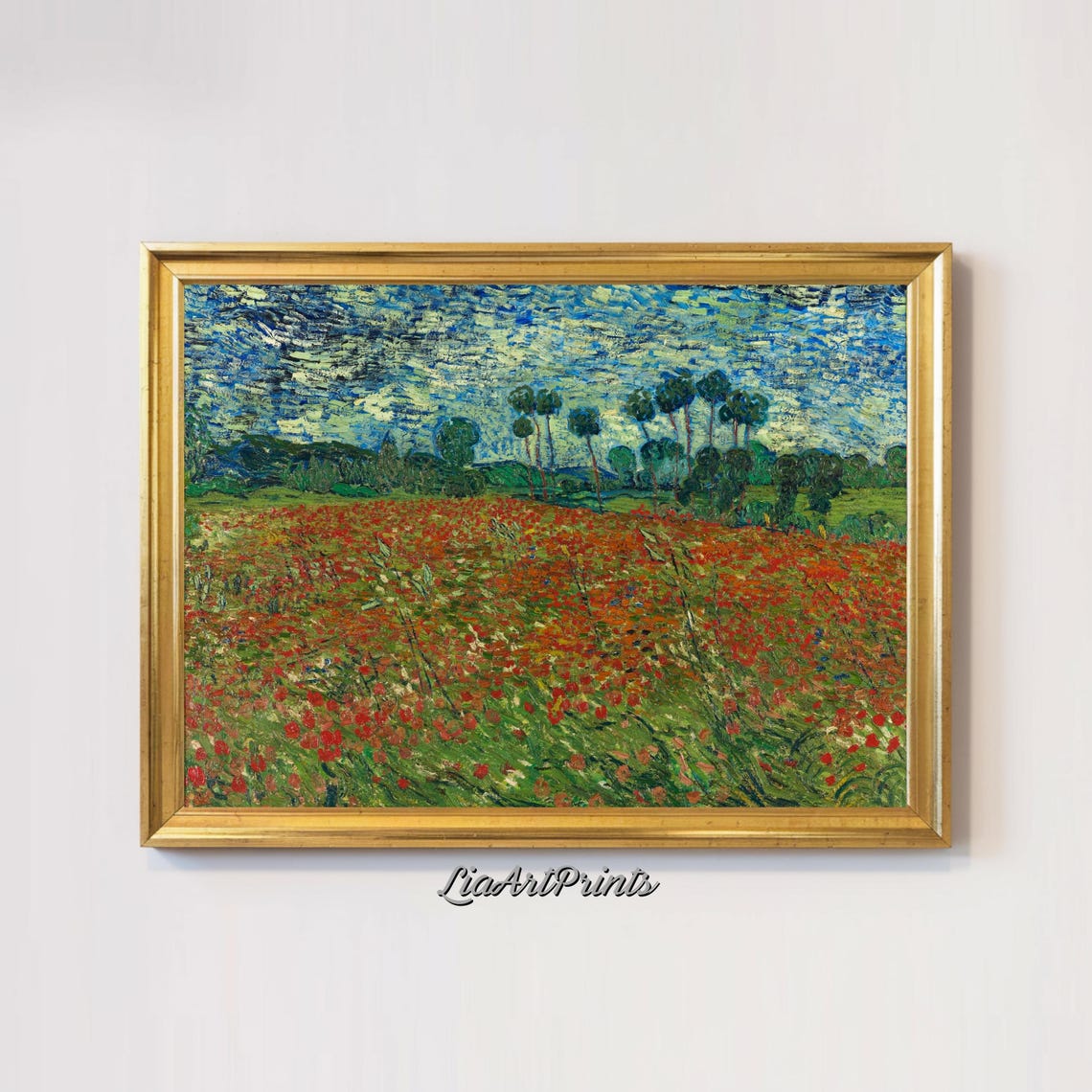 Vincent van Gogh Poppy Field Red Blooms Green Meadow Landscape Poster - Image 2