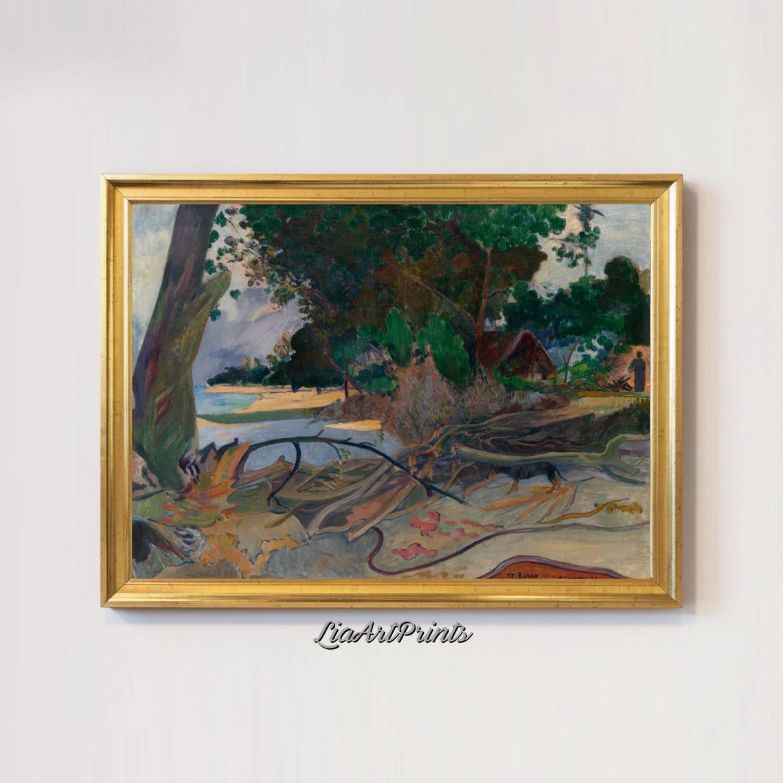 Tropical Beach Cove with Fallen Trees Post Impressionist Scene Poster - Image 2
