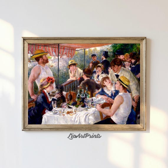 Renoir Style Wall Art Luncheon Of The Boating Party Print Vintage Impressionist Artwork Classic Art