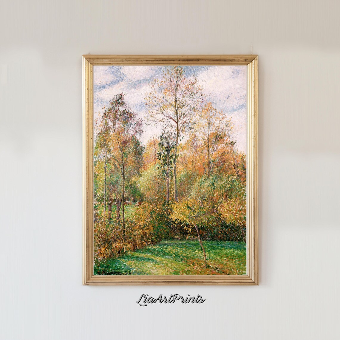 Impressionist Autumn Forest Golden Woodland Landscape Art Print - Image 3