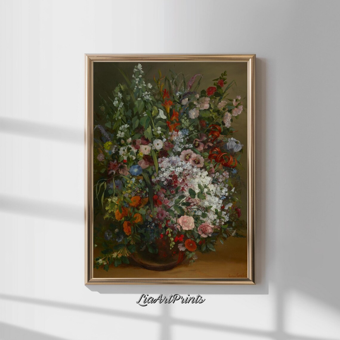 Lush Vintage Floral Bouquet Still Life with Roses and Lilies Poster