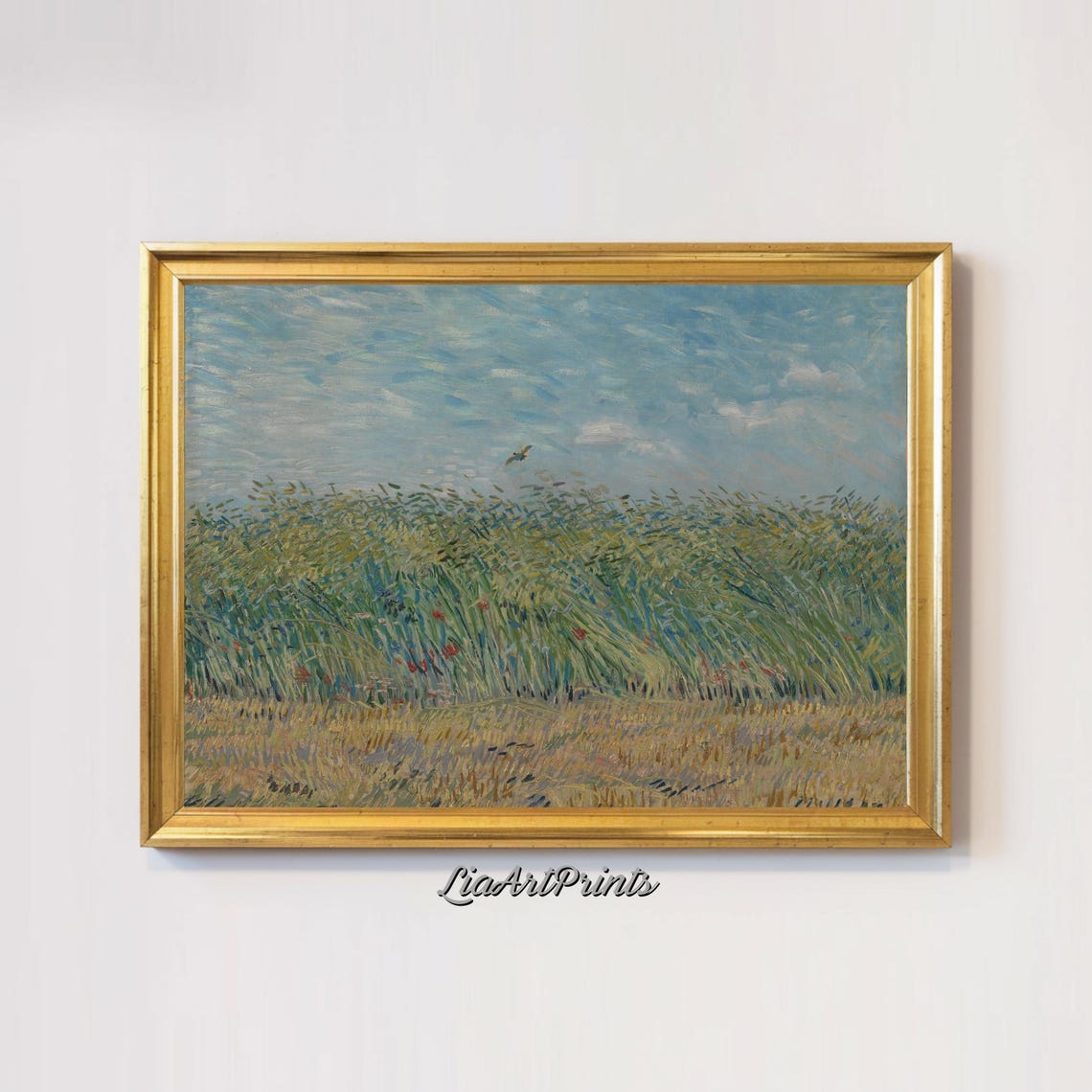 Windswept Wheat Field with Poppies Van Gogh Style Country Poster - Image 2