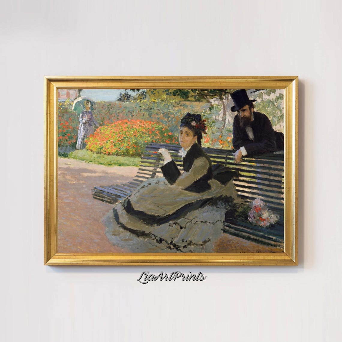 Vintage Impressionist Wall Art Monet Inspired Park Scene Print Elegant Victorian Garden Decor - Image 2