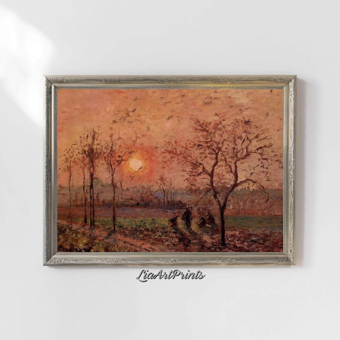 Golden Sunset Landscape, Impressionist Autumn Scene - Image 5