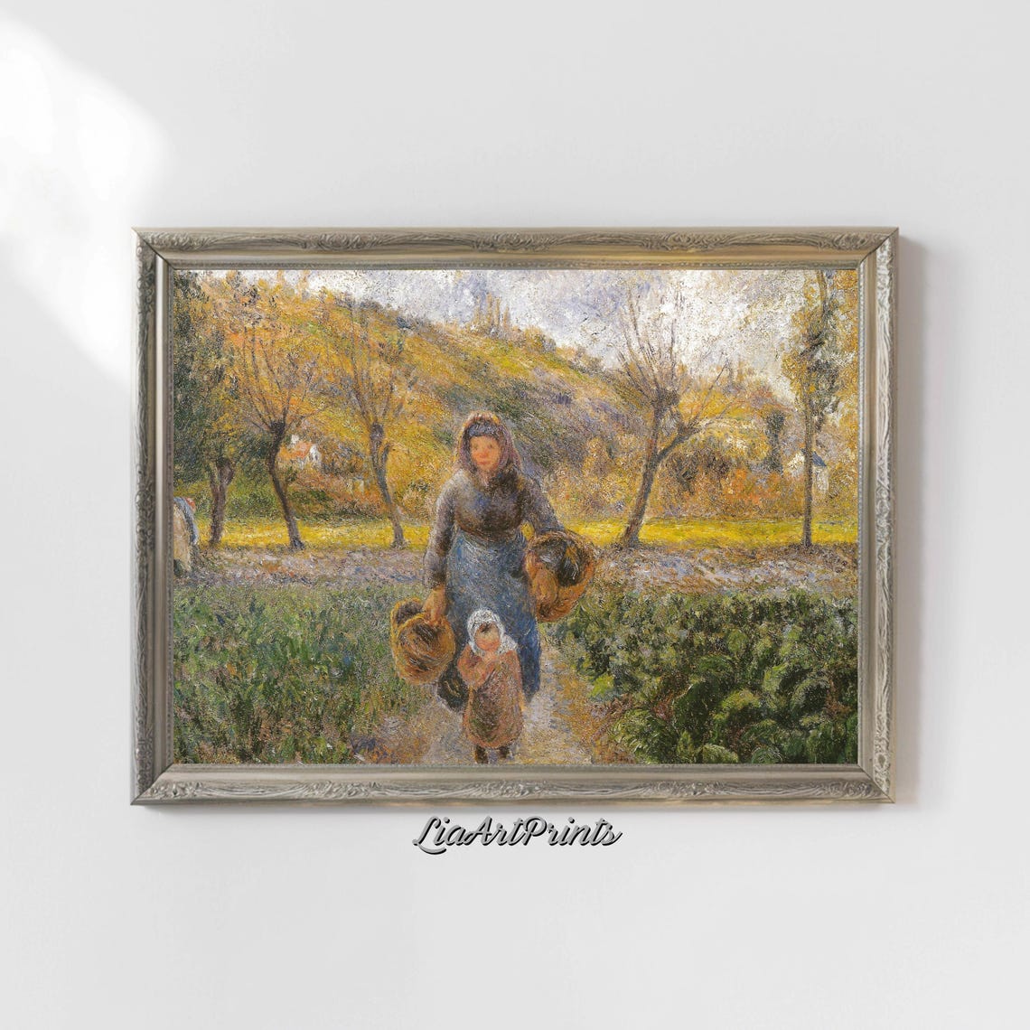 Mother And Child In Nature Art Rustic Pastoral Scene Impressionist Wall Decor Instant - Image 4