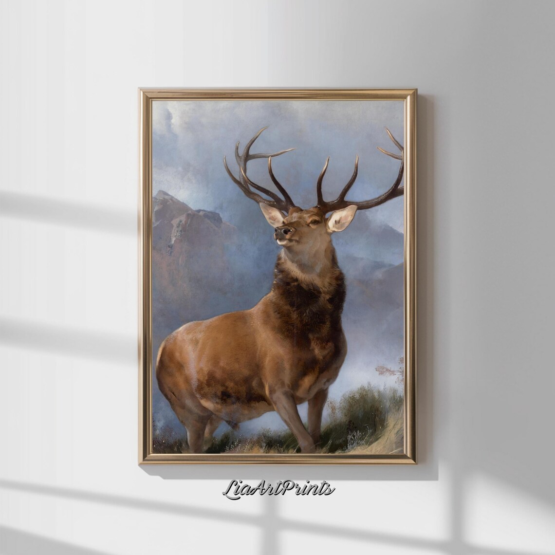 Landseer Monarch Of The Glen Stag Misty Scottish Highlands Wildlife Poster