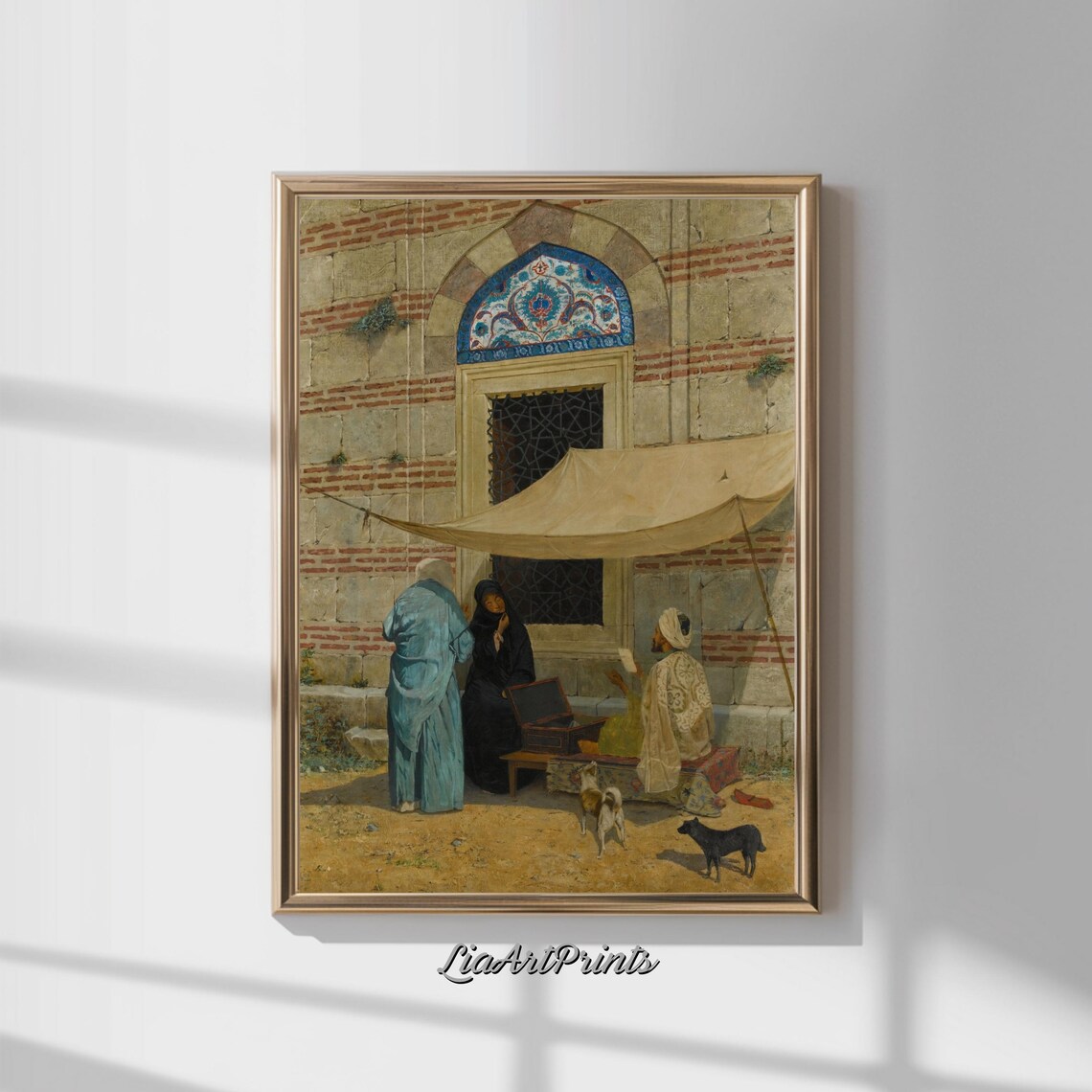 Oriental Street Scene Tiled Arch Historic Vintage Bazaar Poster