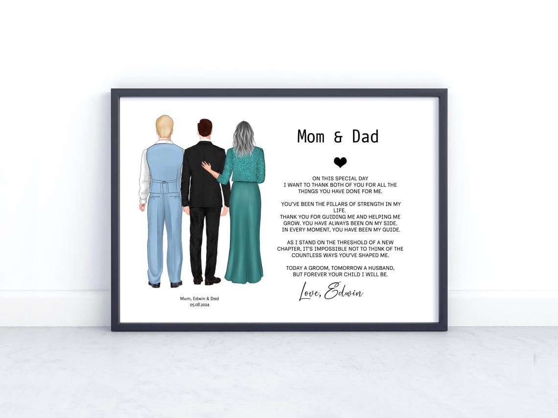 Mom and Dad Wedding Day Poem Personalized Keepsake Gift Print