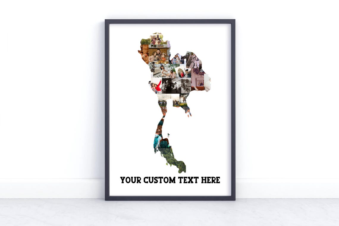 Thailand Map Photo Collage Custom Travel Souvenir Map Art Print - Image 2