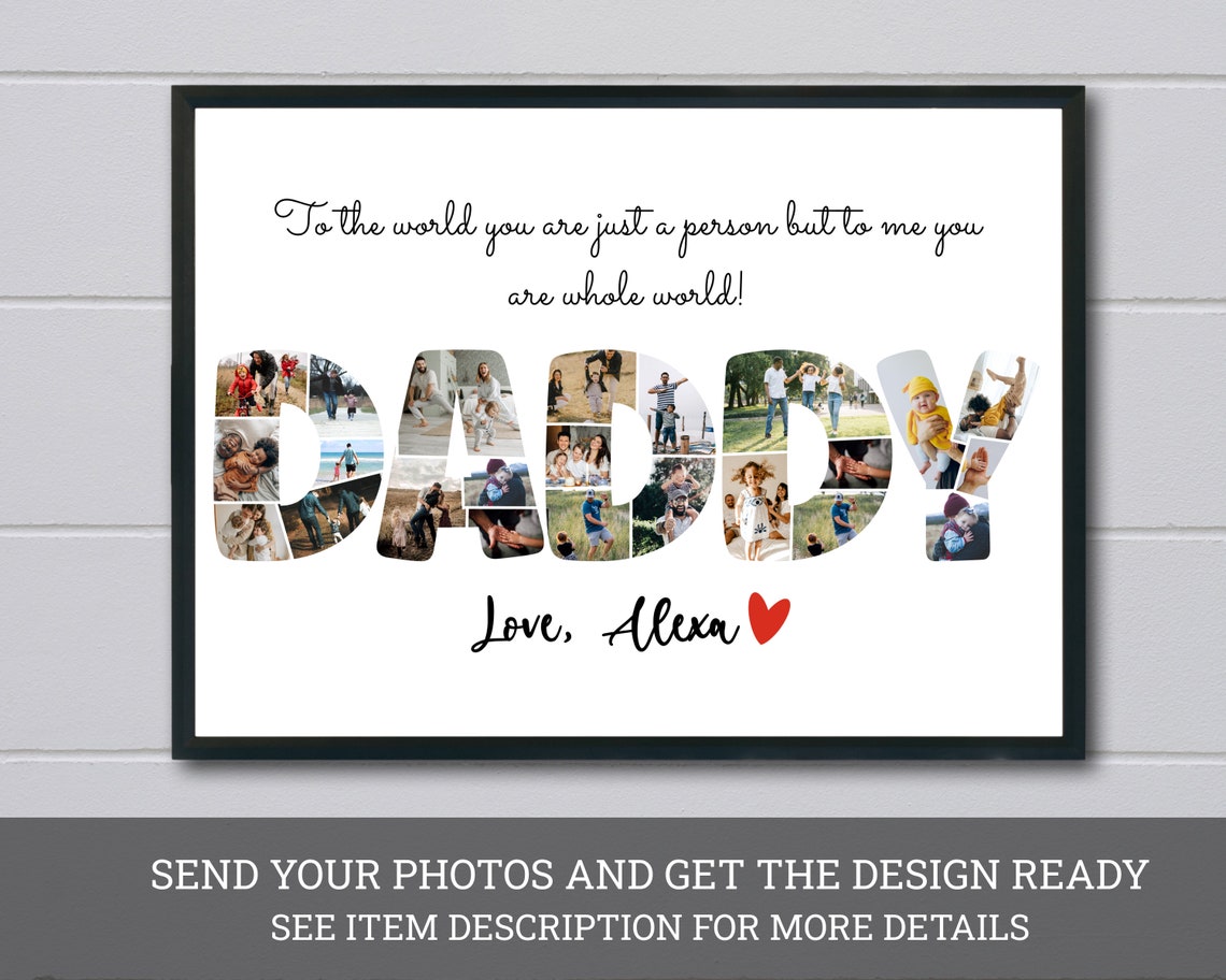 Personalized DADDY Letter Photo Collage Father's Day Gift Poster