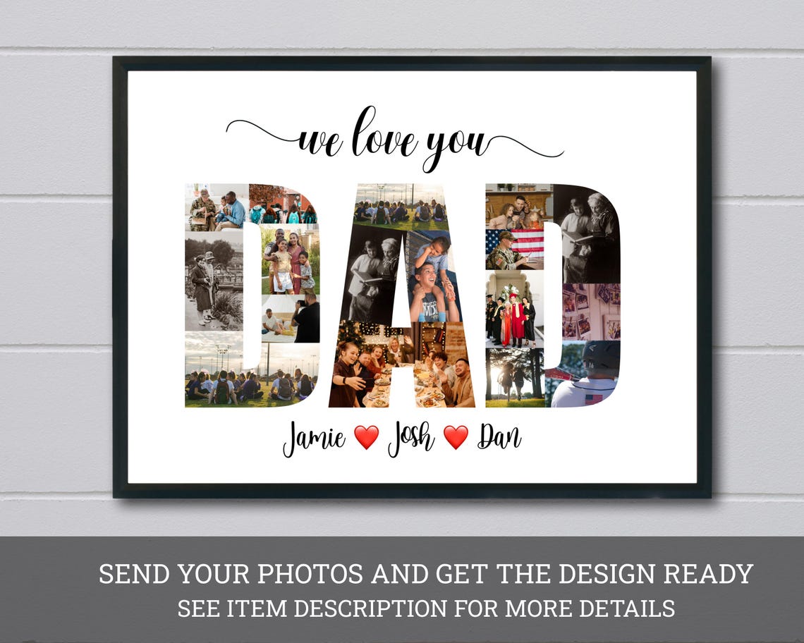 We Love You Dad Personalised Photo Collage Jamie Josh Dan Poster