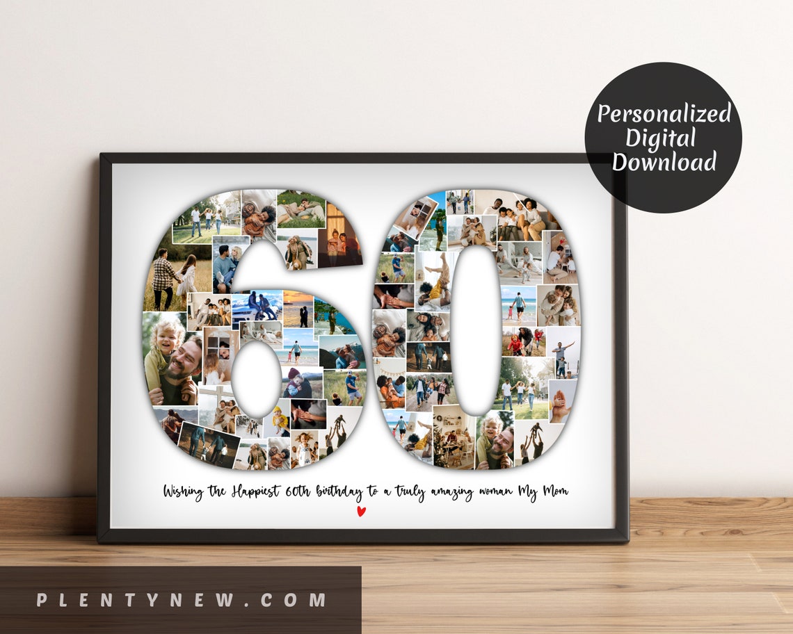 Personalized 60th Birthday Number Photo Collage Gift Keepsake Poster