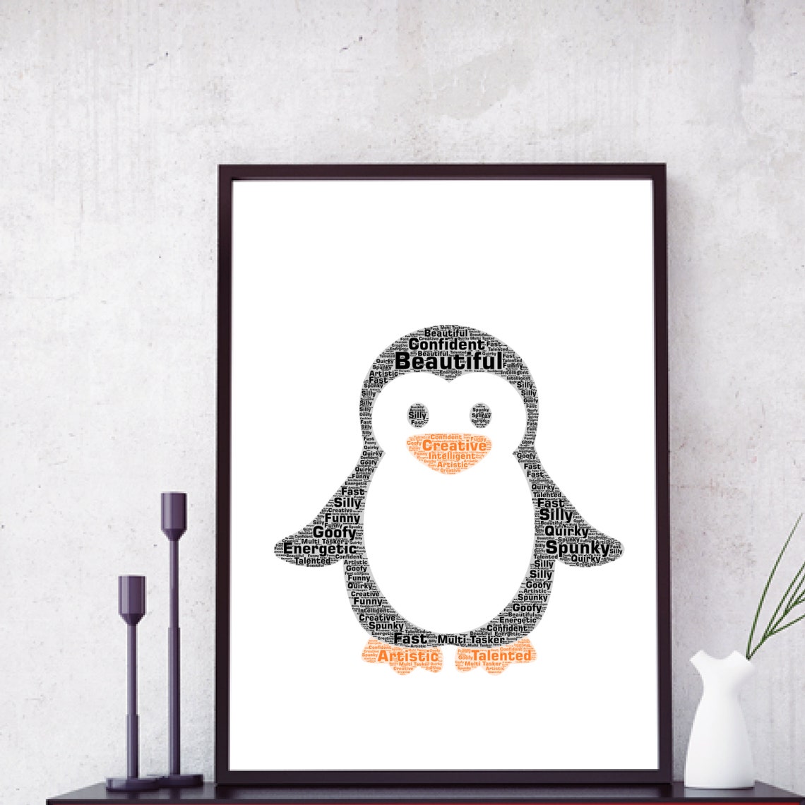 Personalized Penguin Word Art Custom Personality Traits Poster - Image 2