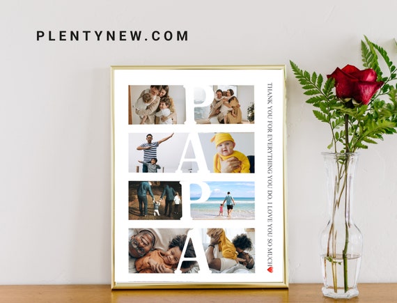Personalized Papa Photo Collage Customized Fathers Gift Gift For Papa From Grandchild Papa Photo Gift From Daughter Daddy Photo Collage