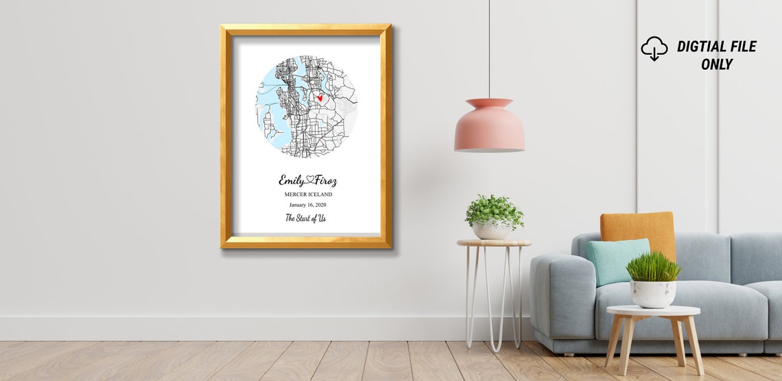 Emily Firoz Mercer Iceland Personalised Circle Map Anniversary Poster