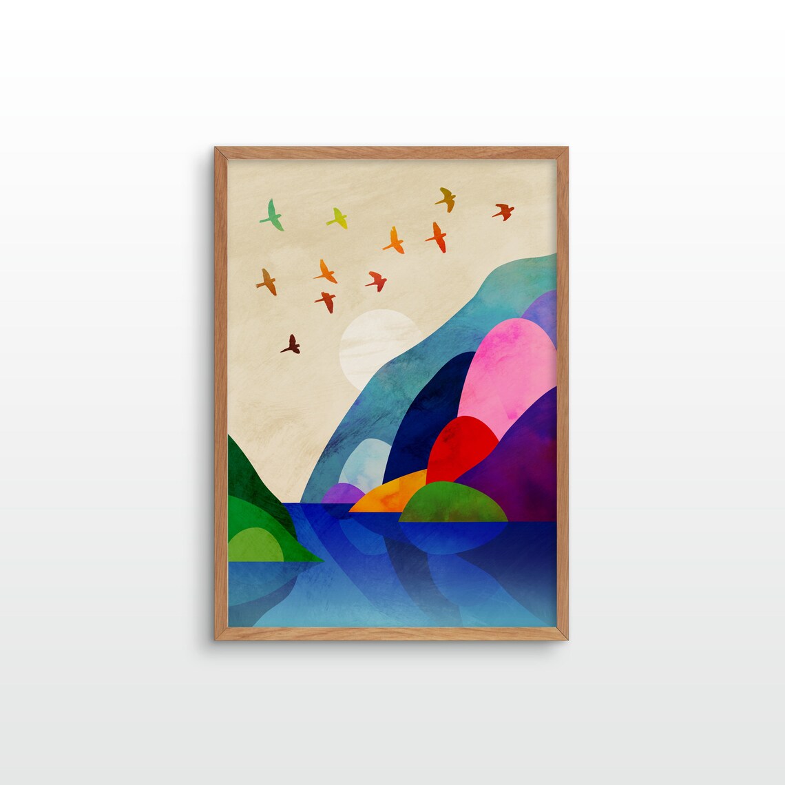Migrating Flock Of Birds Landscape Art Print