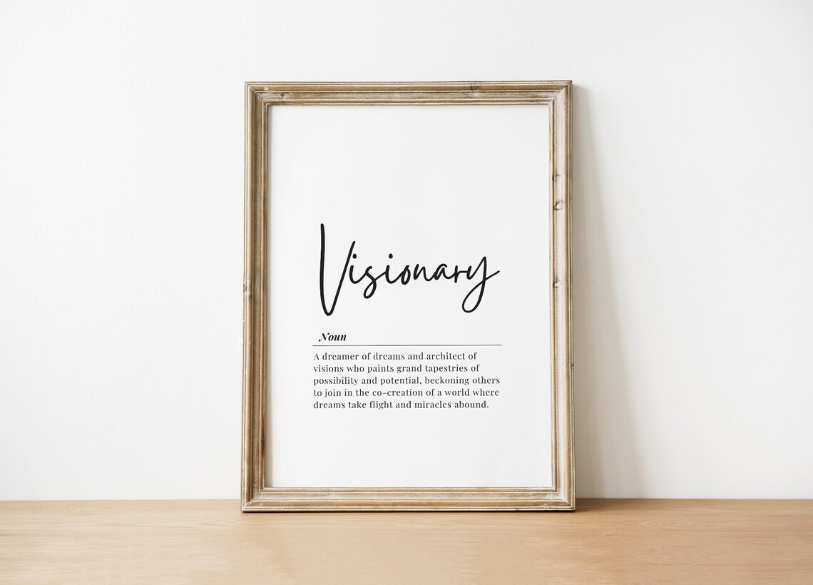 Inspirational Quote Print Visionary Dreamer Black And White Wall Art Home Office Decor Poster