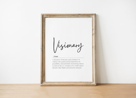 Inspirational Quote Print Visionary Dreamer Black And White Wall Art Home Office Decor Poster