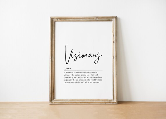 Visionary Definition Poster with Heart Minimalist Inspirational Gift
