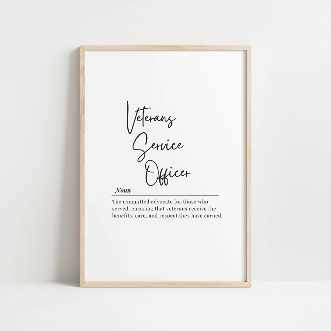 Veterans Service Officer Definition Noun Typography Appreciation Wall Art