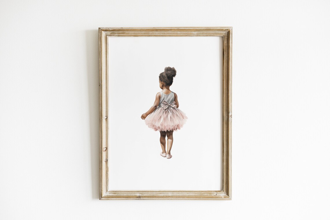 Little Ballerina In A Pink Tutu Seen From Behind Nursery Ballet Painting Poster