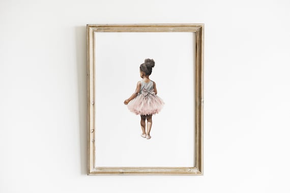 Little Ballerina In A Pink Tutu Seen From Behind Nursery Ballet Painting Poster