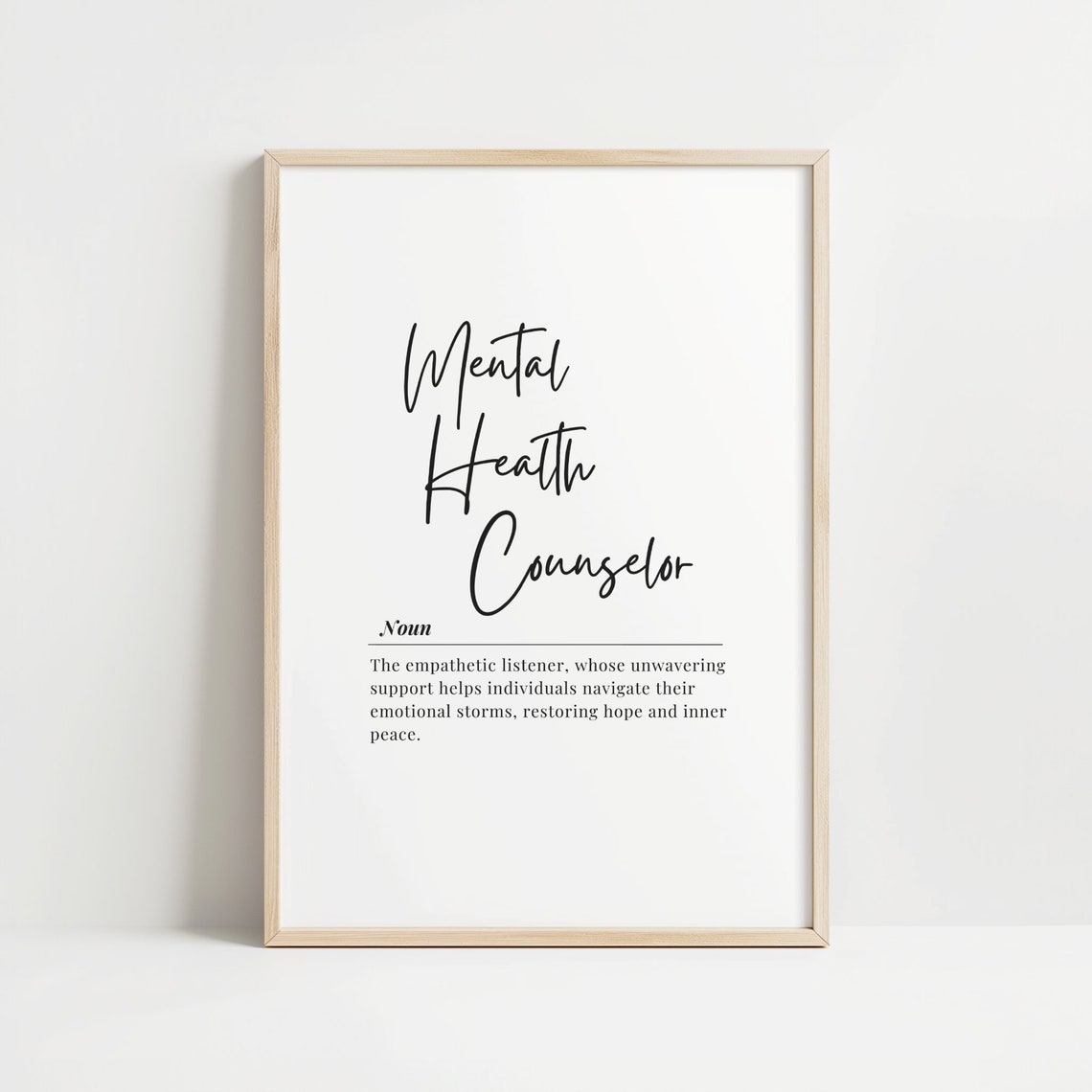 Mental Health Counselor Definition Noun Therapy Office Wall Art Gift