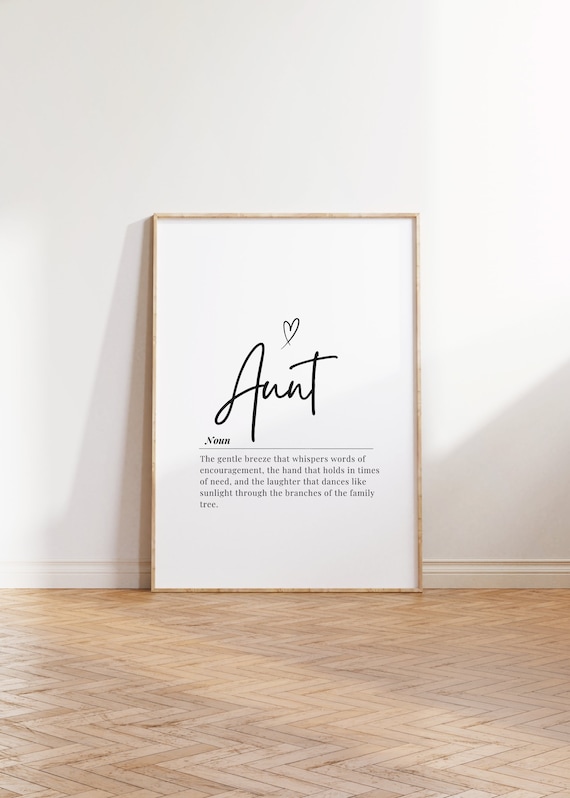 Aunt Definition Heartfelt Family Tribute Typography Quote Poster