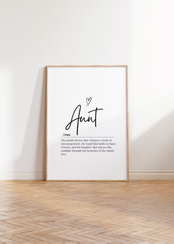 Aunt Quote Love And Family Typography Wall Art Instant Minimalist Home Decor Inspirational