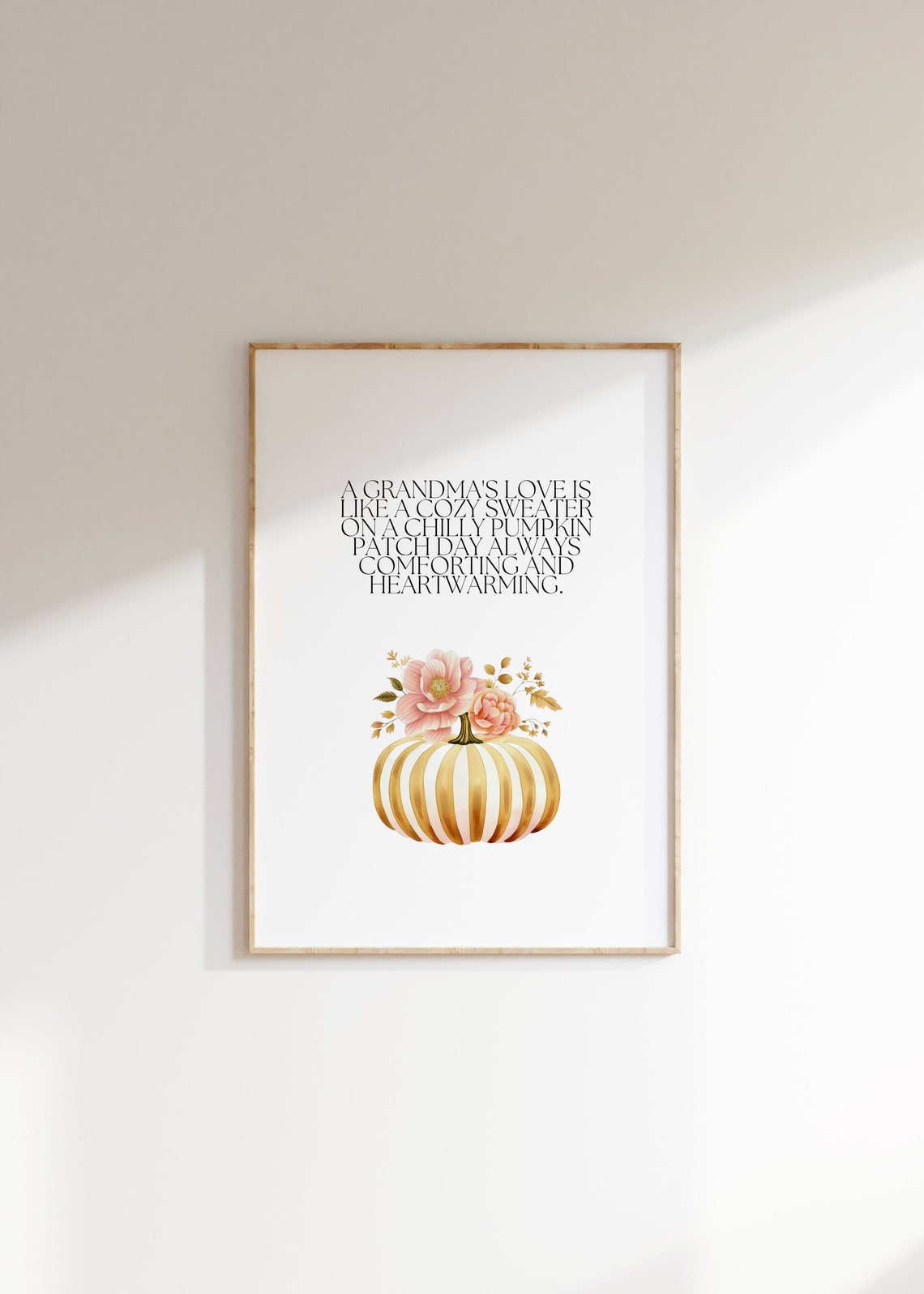 Grandma Cozy Sweater Love Quote Pumpkin Patch Fall Gift Print