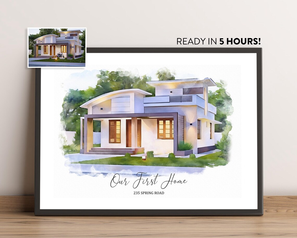 House Portrait, Watercolor Home Art Print - Image 3
