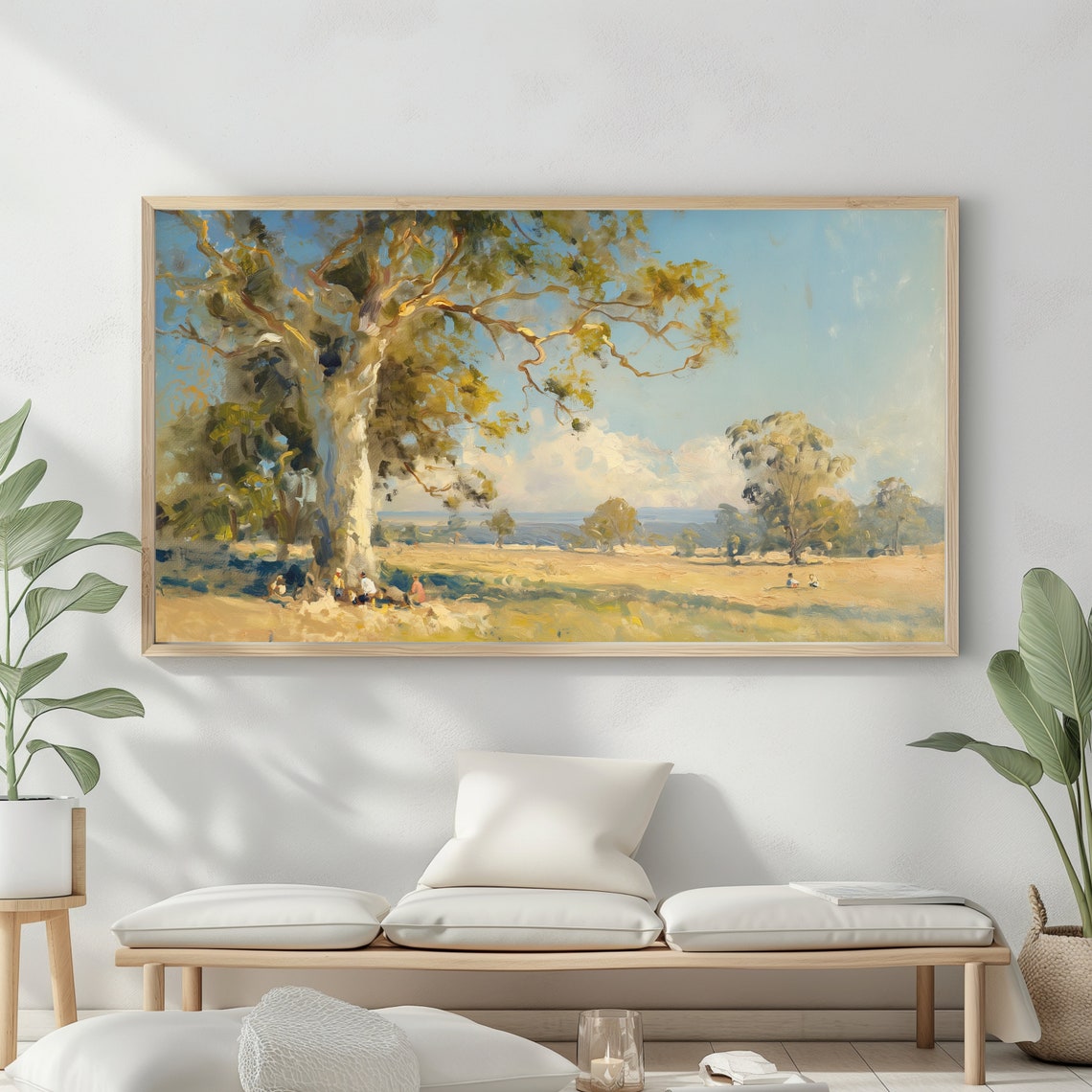 Summer Landscape Oil Painting Frame Tv Art Vintage Country Farmhouse Wall Decor - Image 2