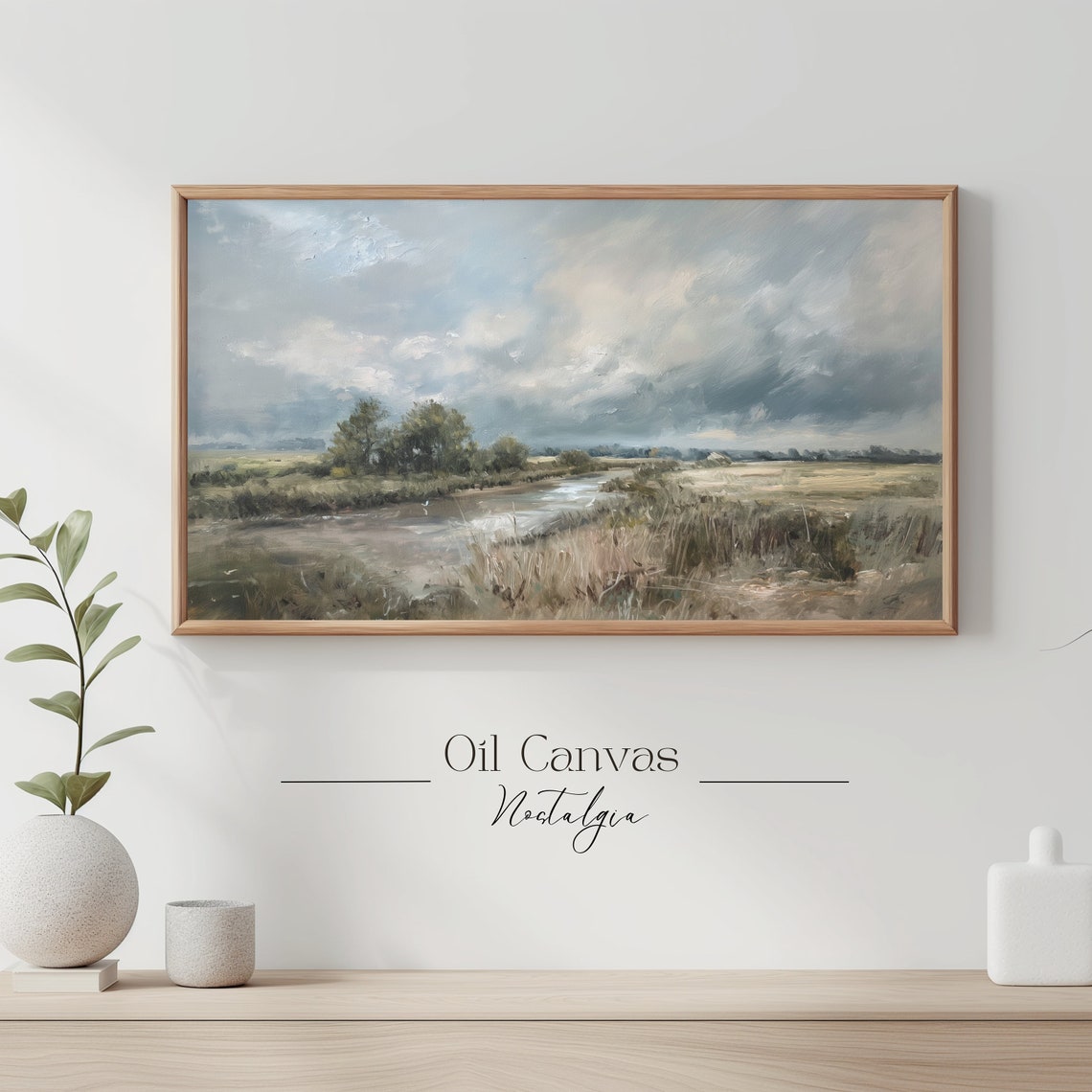 Autumn Landscape Oil Painting Frame Tv Art Rustic Country Decor Moody Muted Colours - Image 3