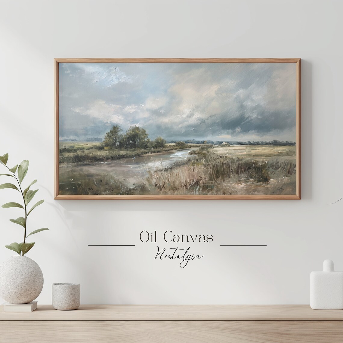 Stormy Sky Moody Marsh Wetlands Landscape Vintage Oil Painting Poster - Image 3