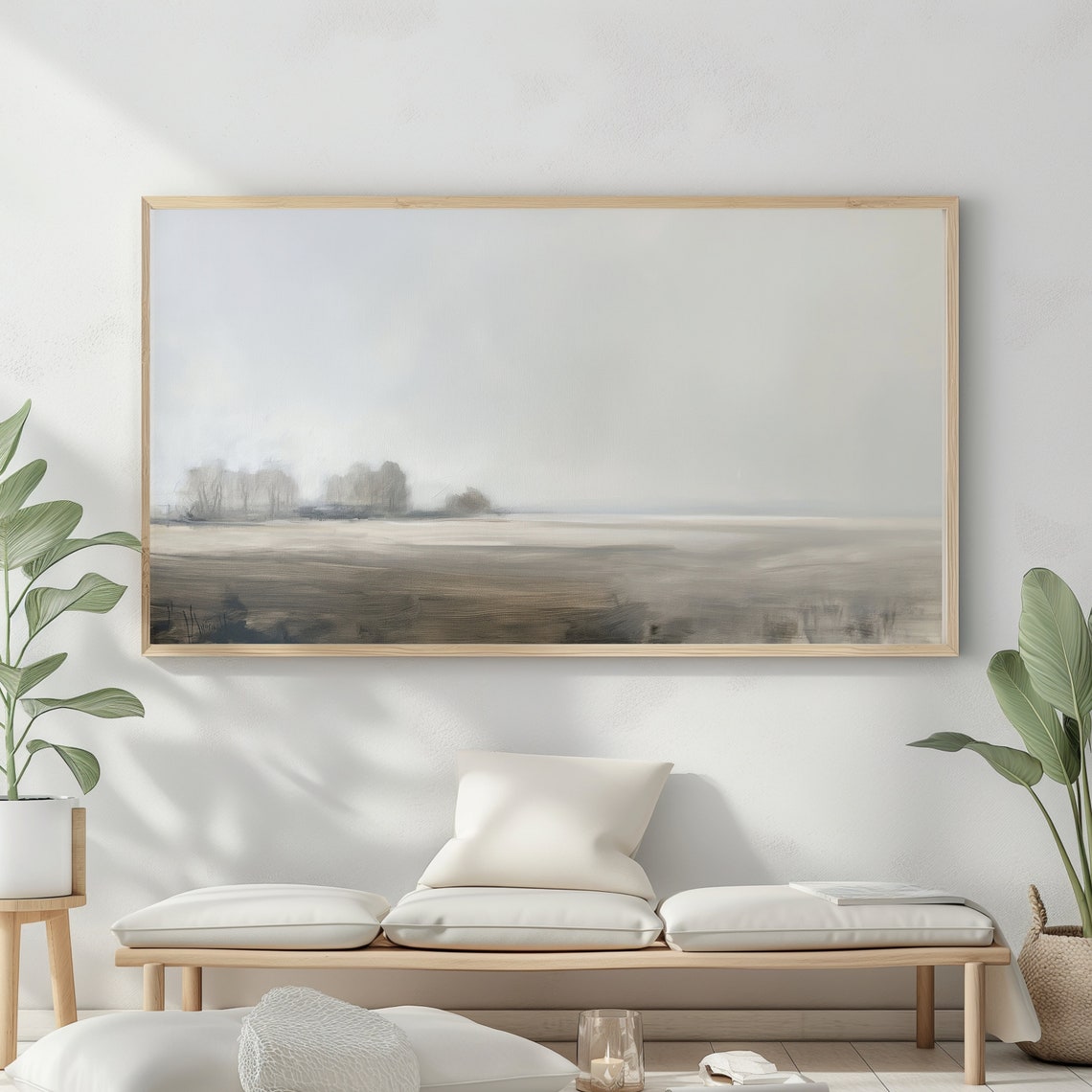Frame Tv Art Vintage Moody Landscape Painting Country Scenery - Image 2