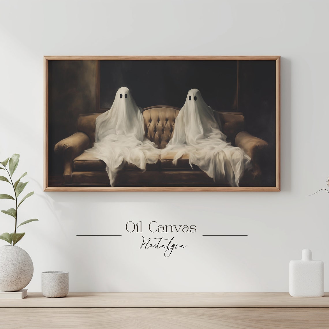 Sheet Ghosts Dark Forest Misty Spooky Moody Halloween Vintage Poster - Image 3