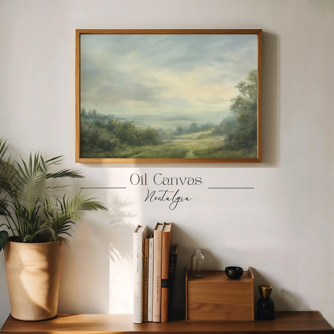 Autumn Landscape Oil Painting Wall Art Rustic Country Decor Moody Muted Colours - Image 3