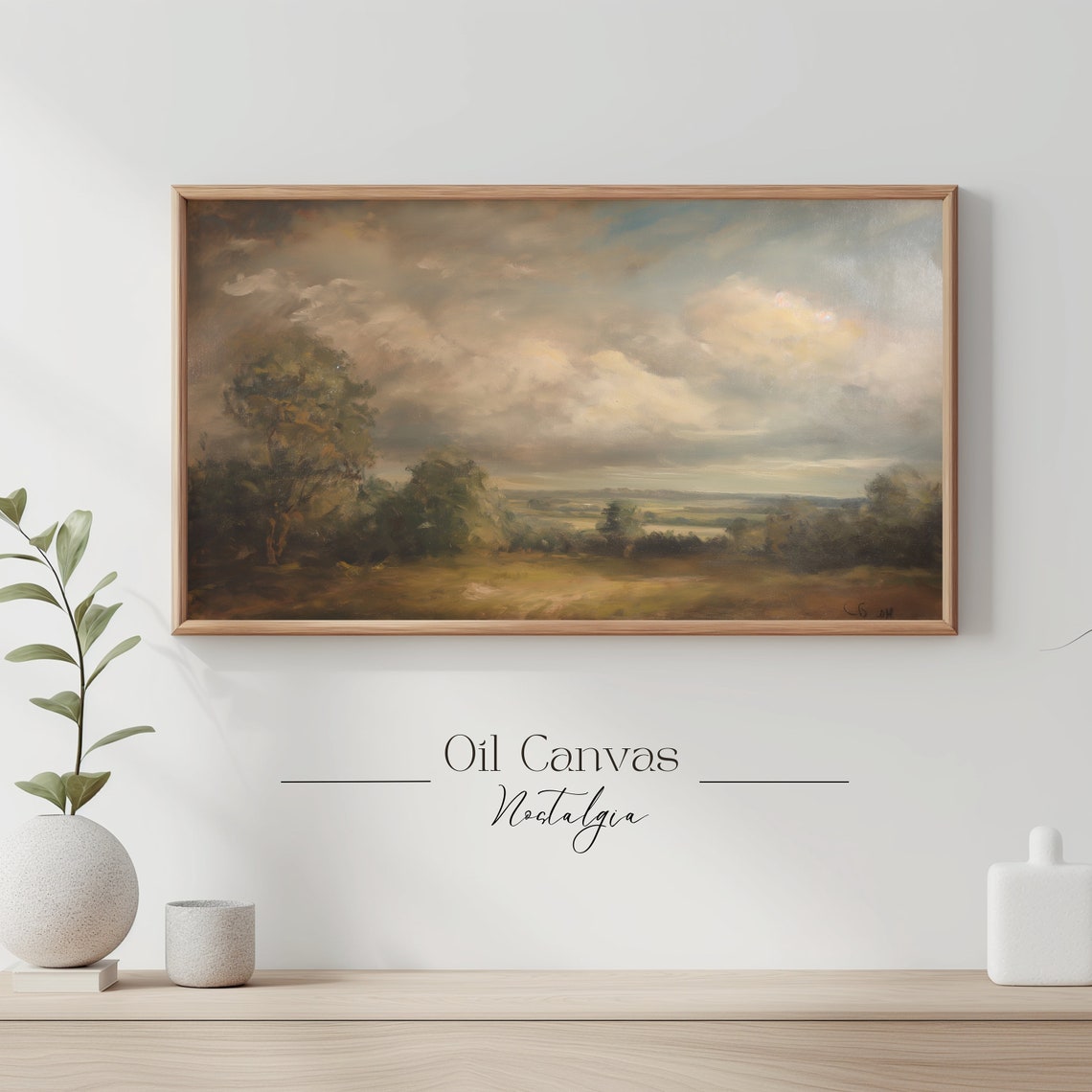 Autumn Landscape Oil Painting Frame Tv Art Rustic Country Decor Moody Muted Colours - Image 3