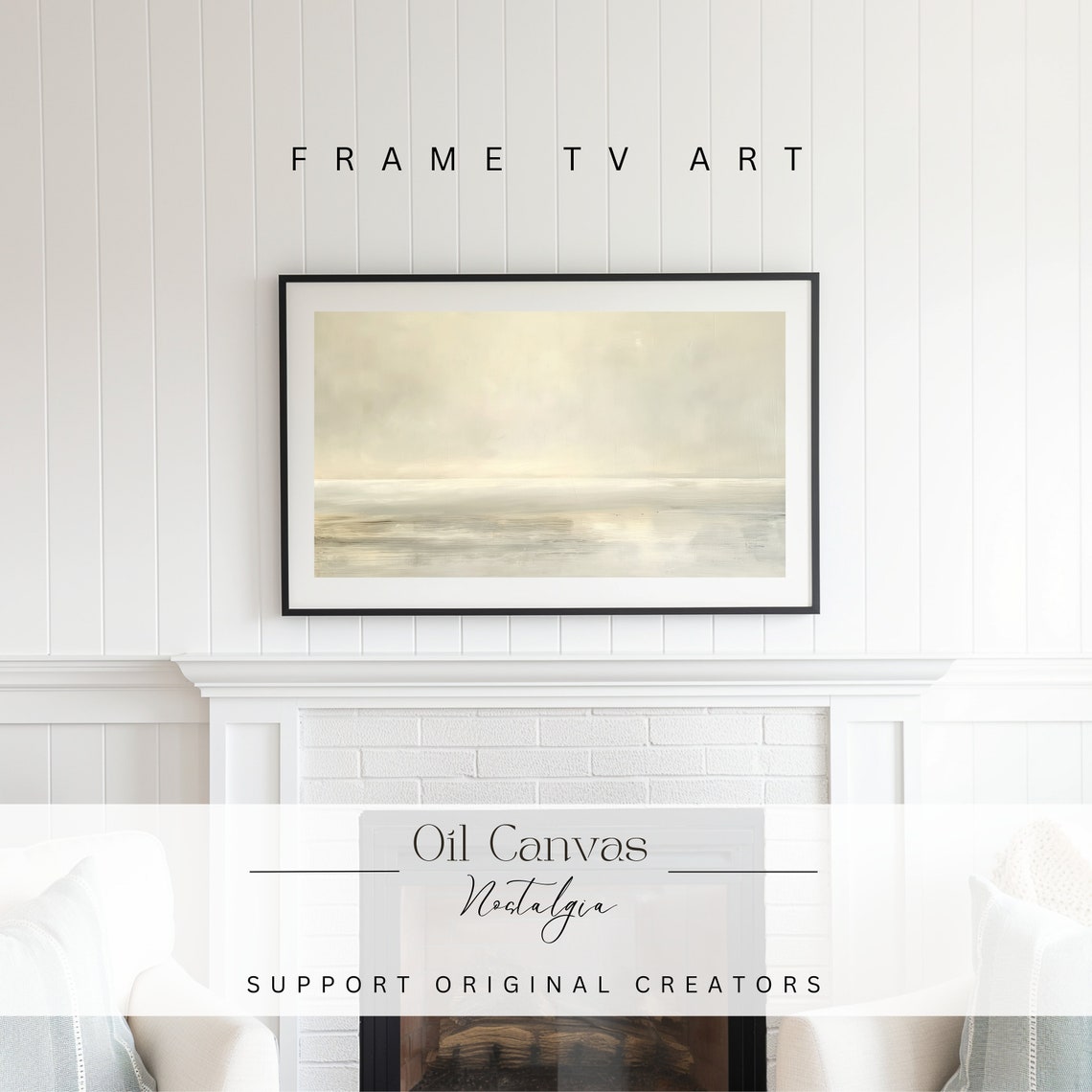 Frame Tv Art Moody Abstract Oil Painting Minimalist Earth Tone Decor Rustic Wall Art - Image 2